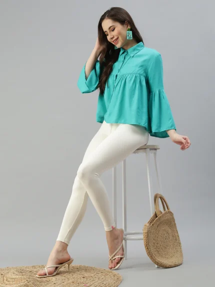 Ankle Length Leggings with Pocket - White