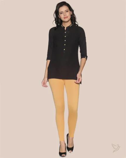 Ankle Length Leggings with Pocket - Tan