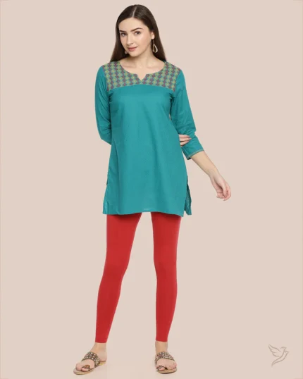 Ankle Length Leggings with Pocket - Raspberry