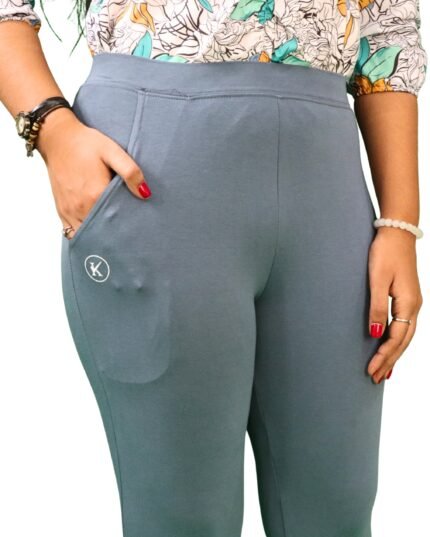 Ankle Length Leggings with Pocket Bio Wash Fabric – Grey