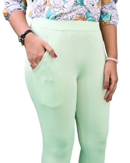 Ankle Length Leggings with Pocket Bio Wash Fabric – Pista Green