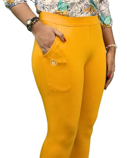 Ankle Length Leggings with Pocket Bio Wash Fabric – Orange